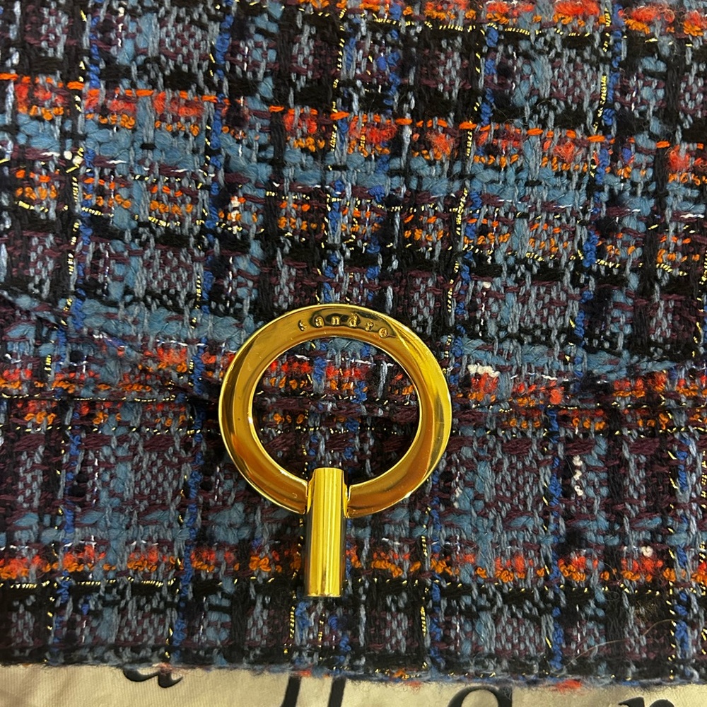 SANDRO YZA Tweed Shoulder Bag in Blue - Picture 8 of 13